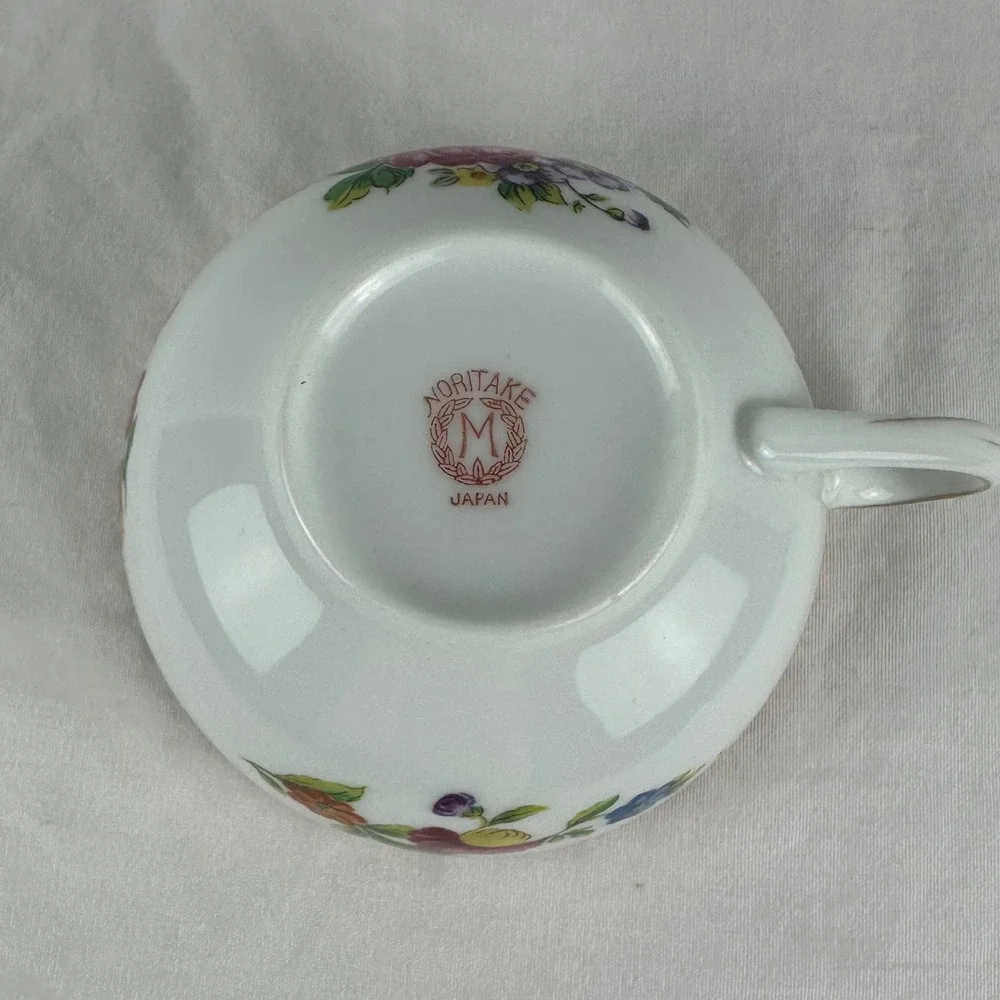 Vintage Noritake Porcelain Snack Set Pink Cabbage Rose Morimura